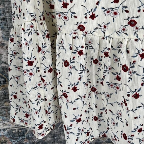 Sugar Lips BOHO Dress Size S Cream Multi Peasant Flowy Tie Sleeve Off Shoulder - Picture 6 of 12